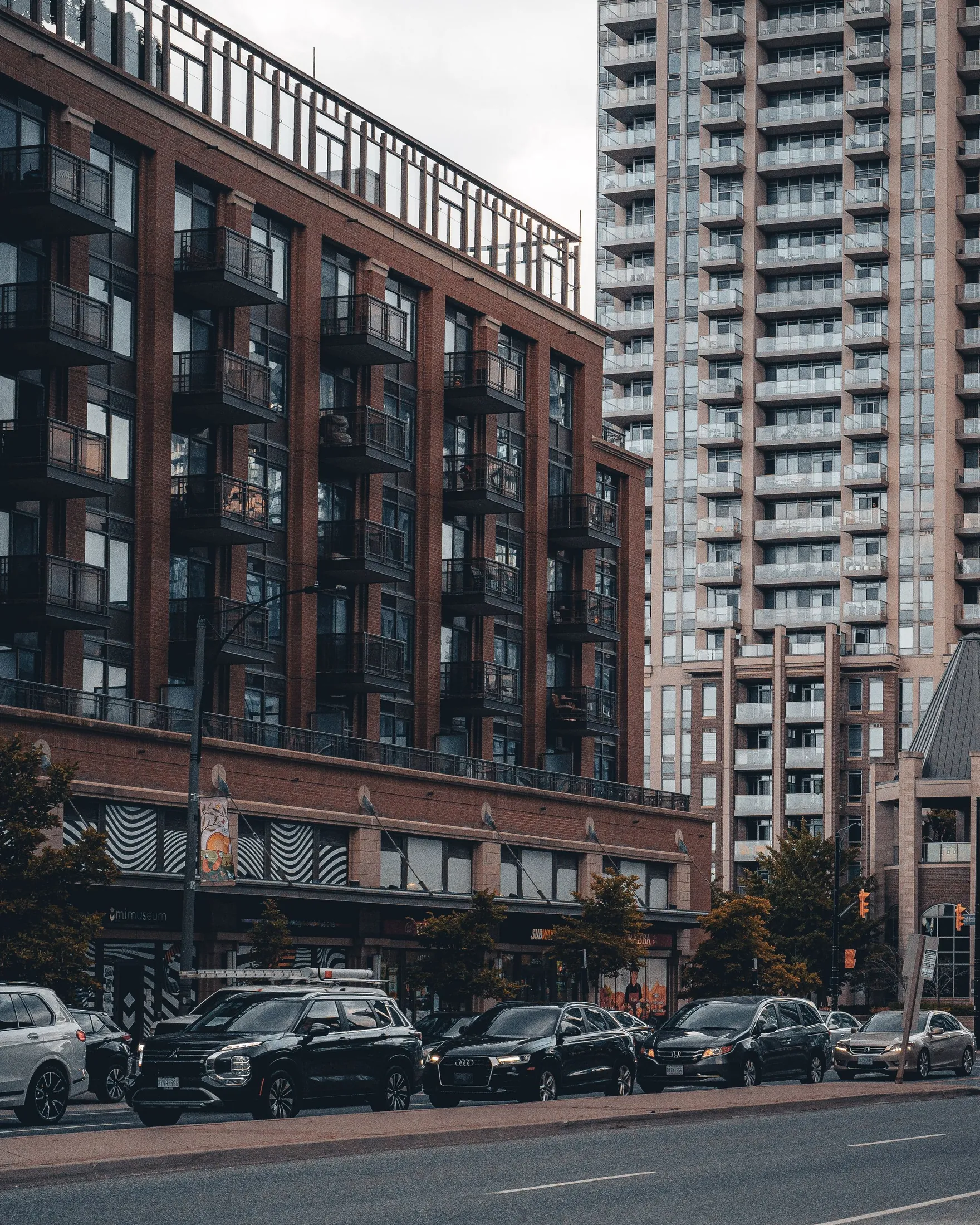 A Mississauga street lined with new mid-rise and high-rise buildings