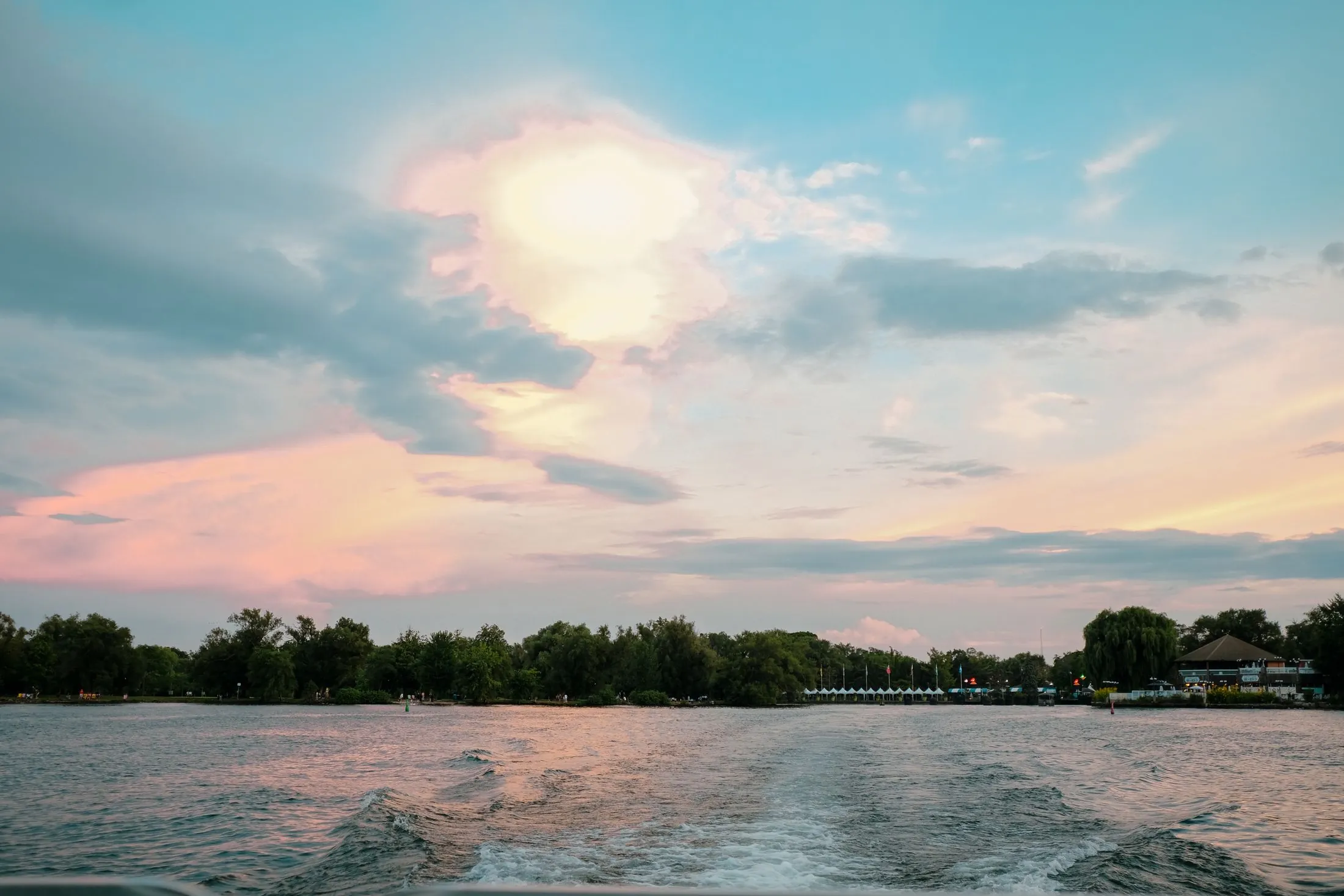 A sunset over the water, seen from the Toronto waterfront
