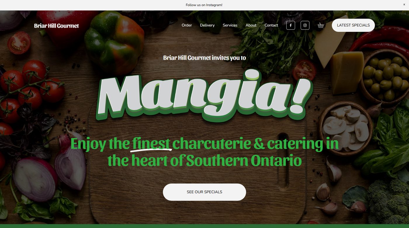 Briar Hill Gourmet website