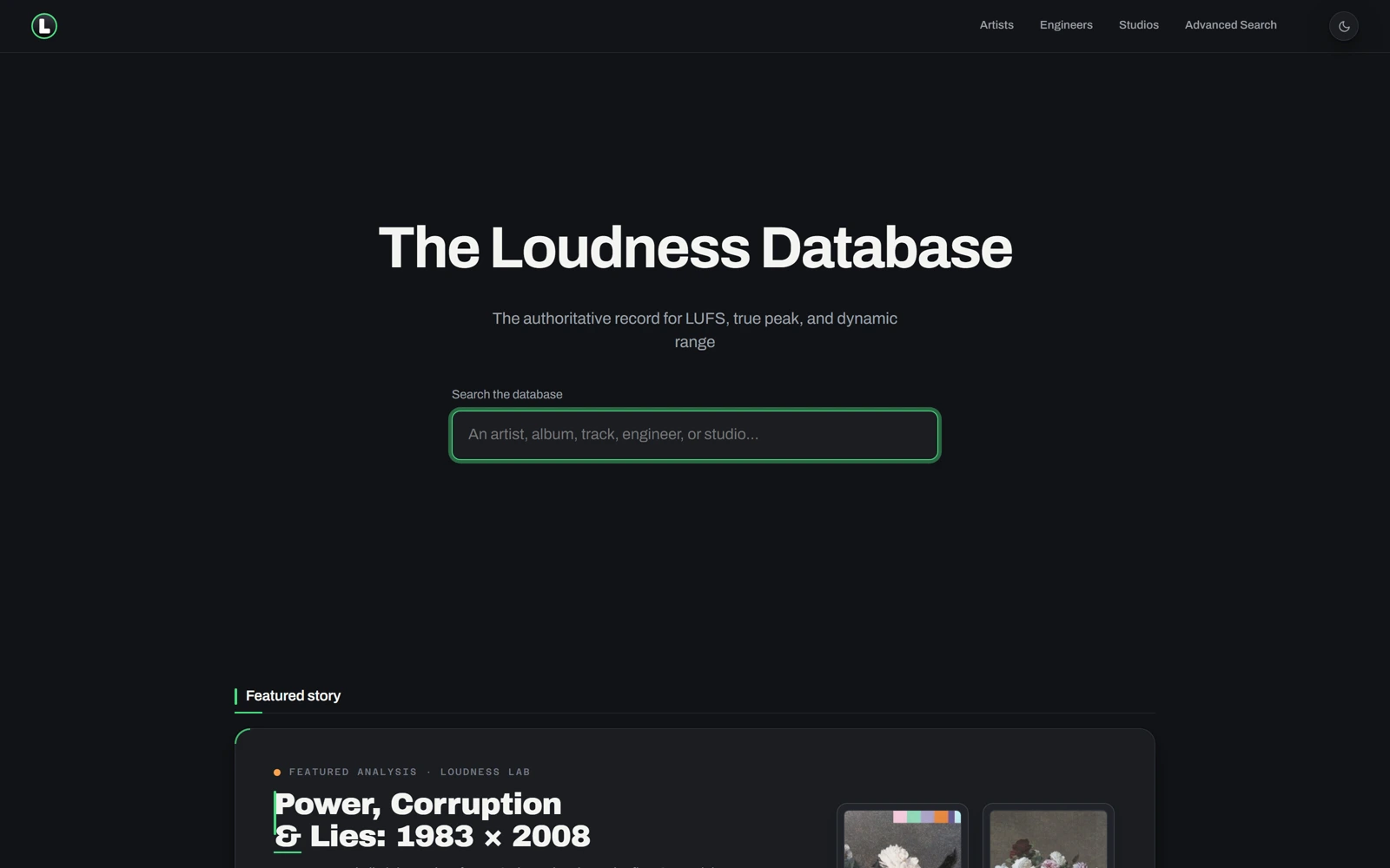 The Loudness Database website